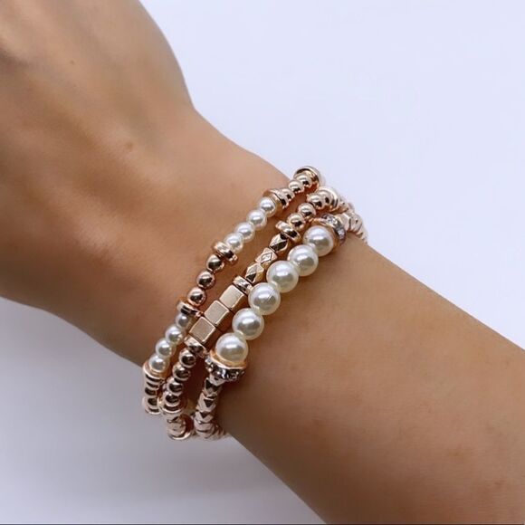 NWT Wool + Pepper Co. Rose Gold Bracelet Stack (3) - Picture 2 of 4